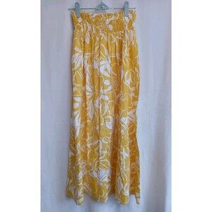 Faithfull the Brand Kiera Long Skirt Marigold Smocked Waistband Lined Size 8 NWT